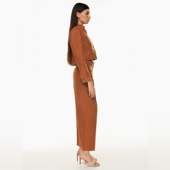 NWT * wilfred jacket + pant LINEN set * anise brown carrot little cropped - Picture 2 of 13